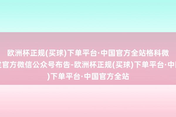 欧洲杯正规(买球)下单平台·中国官方全站格科微就坐窝通过官方微信公众号布告-欧洲杯正规(买球)下单平台·中国官方全站